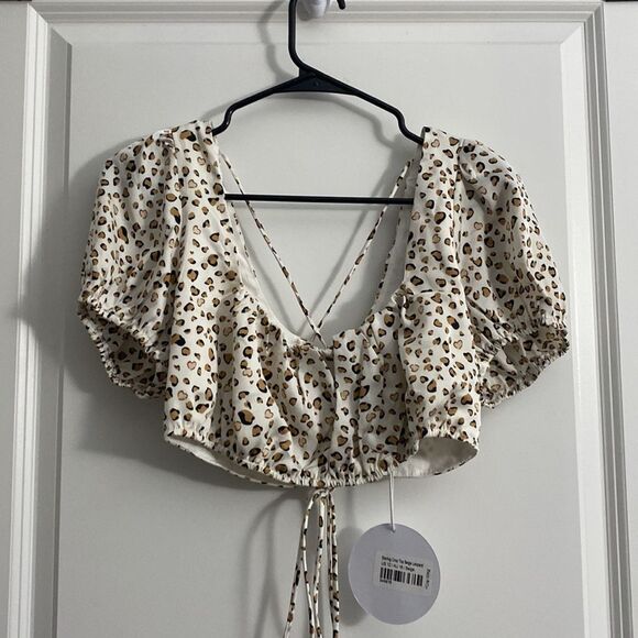 Princess Polly STARLING CROP TOP BEIGE LEOPARD US 12 XXL NWT - Picture 3 of 8